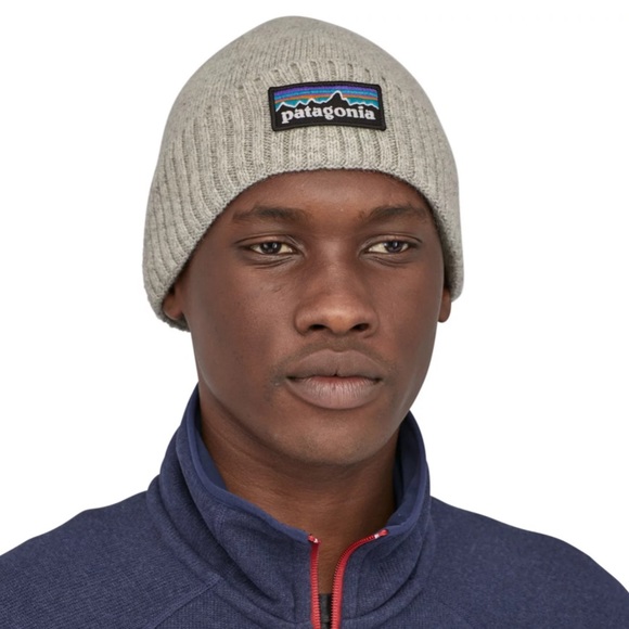 Brand New Patagonia Brodeo Beanie Recycled Wool Drifter Grey Logo Hat Ski Hike - Picture 14 of 15